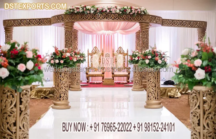 Classic Elephant Teeth Pillars Indoor Wedding Mandap South Indian Elephant Tusk Pillars Mandap Hindu Wedding Elephant Mandap