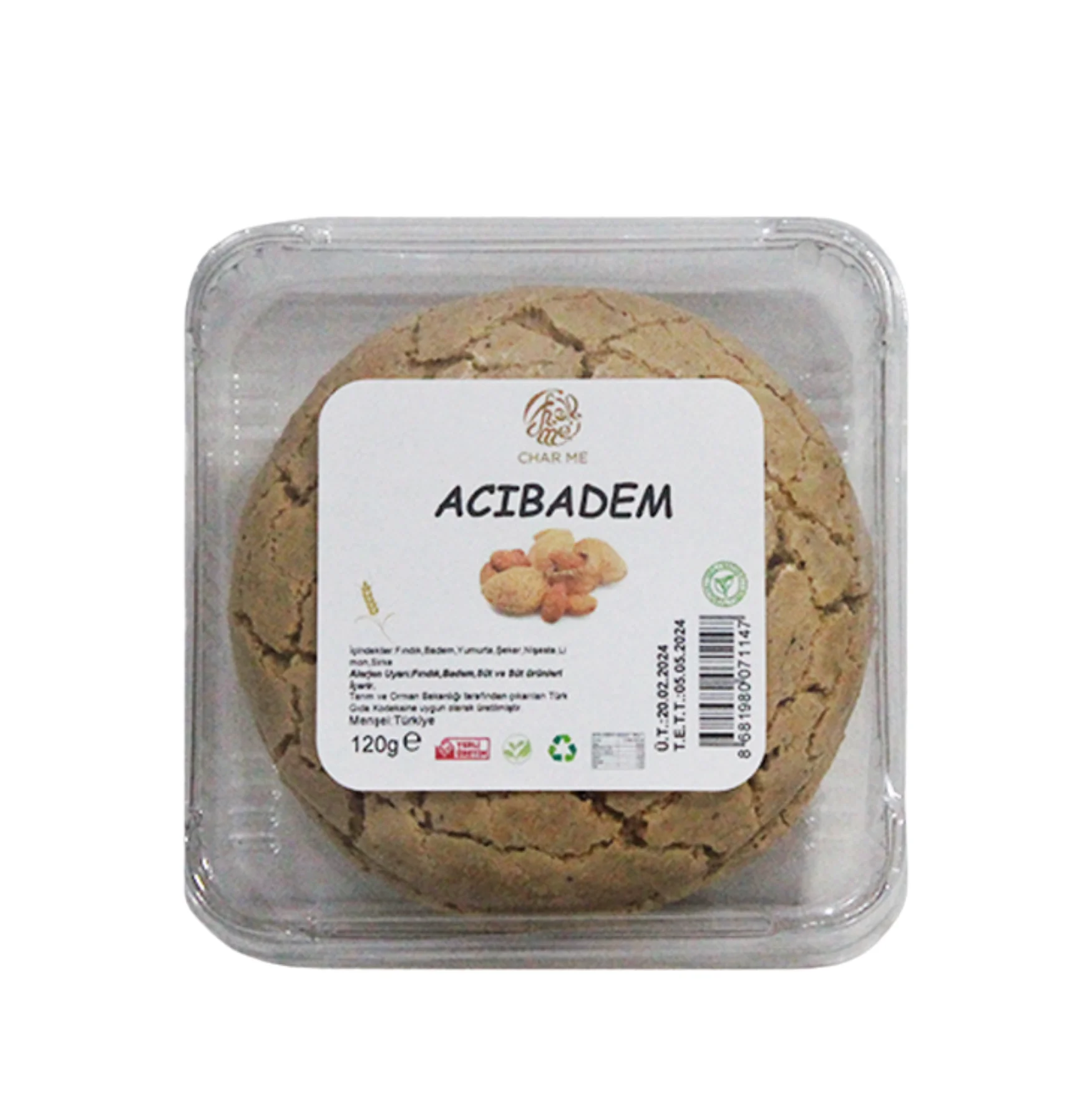 Big Hazelnut Macaroon Acibadem 1 Pcs Natural Ingredient Turkish Made Confectionery 120 Gr Pet Packaging