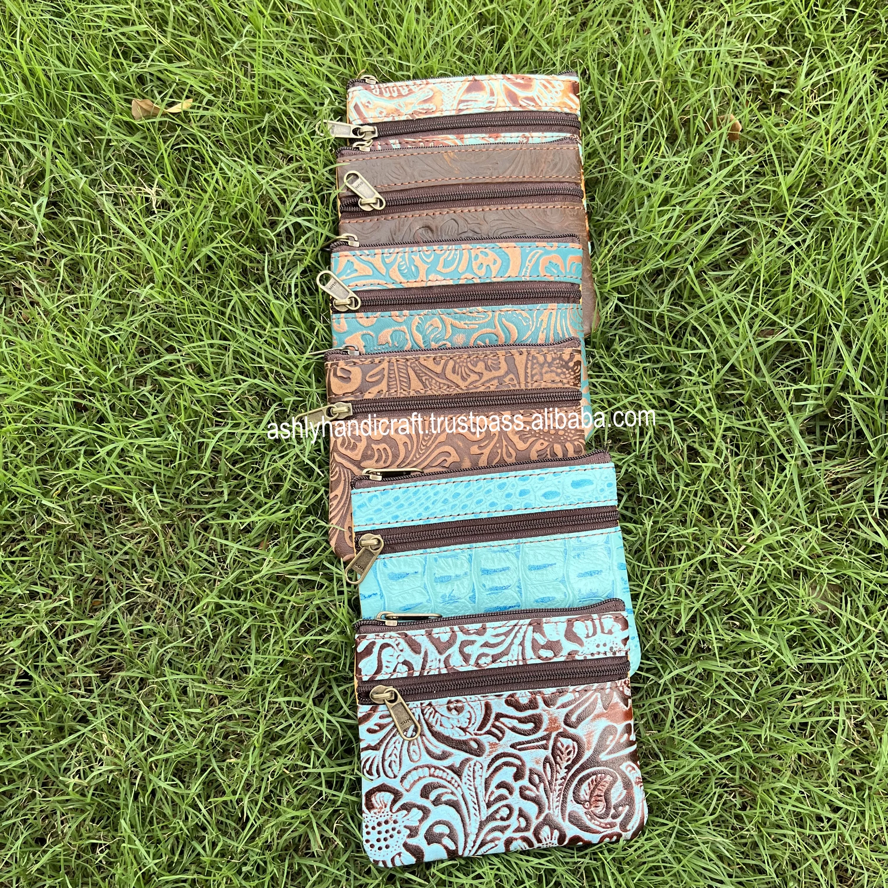 Luxury Flower Printed Real Cowhide Wallet  Women Genuine Leather Small Car Holder Female multi pocket  key Chains Coin Purses