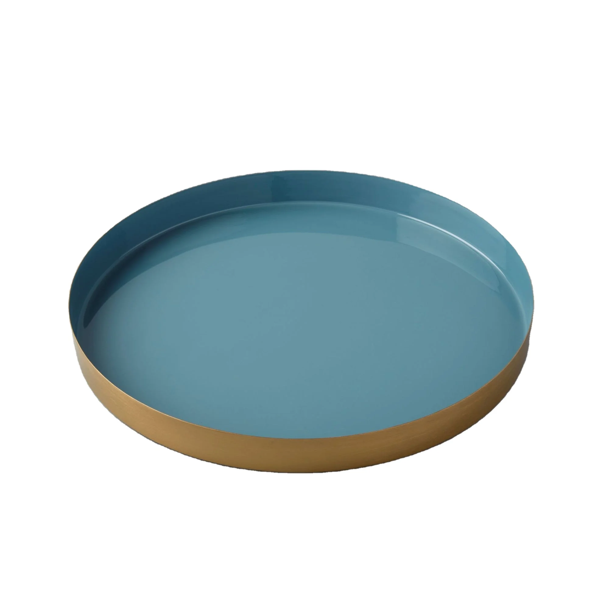 Gold & Blue Enamel Coated Tray for wedding party kitchenware restaurant hotel room home decorative unique design tray wholesale