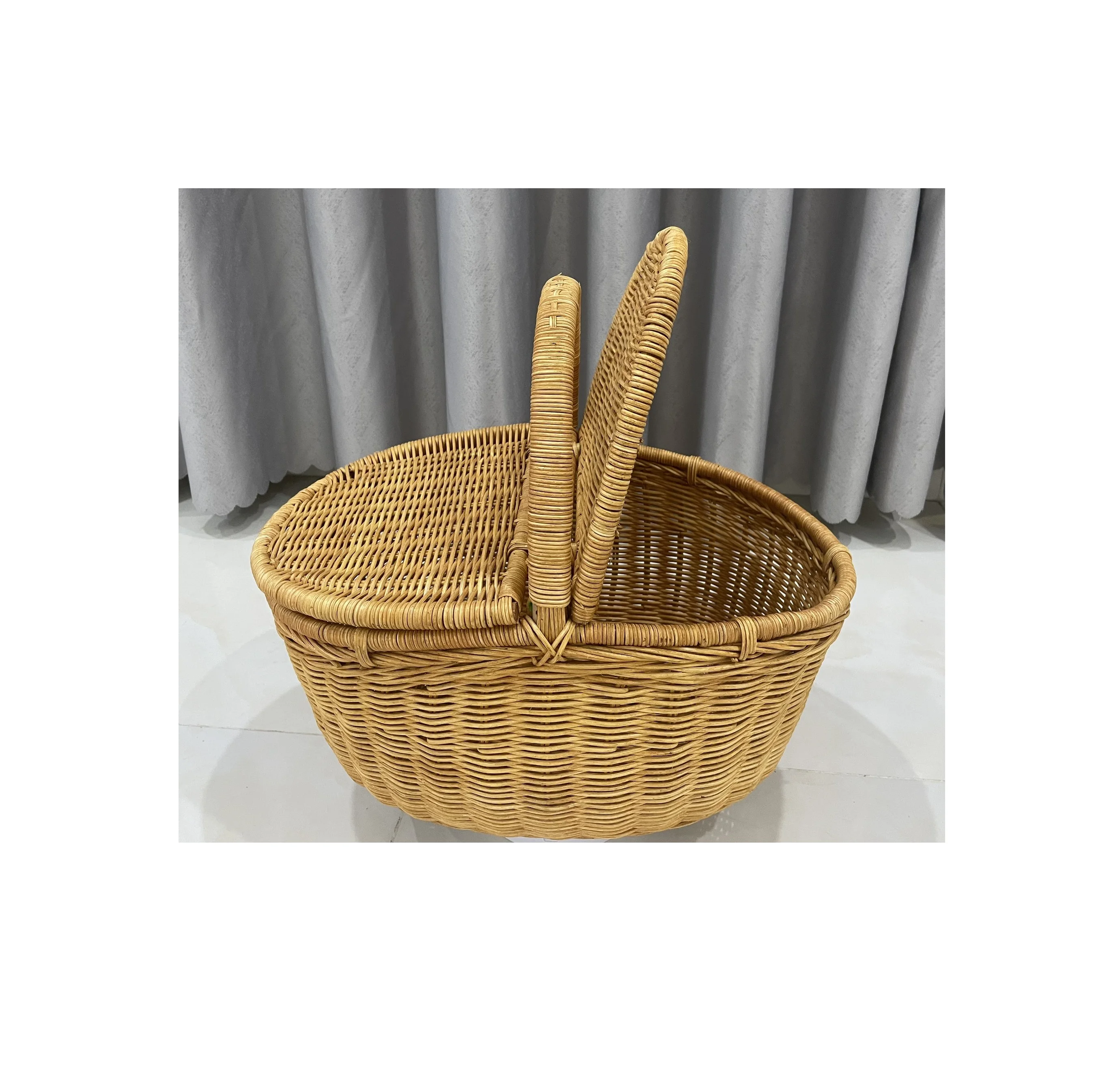 Natural Handmade Rattan Wicker Laundry Basket with Top Handle for Picnic storage laundry Market Shopping and Fruit Storage