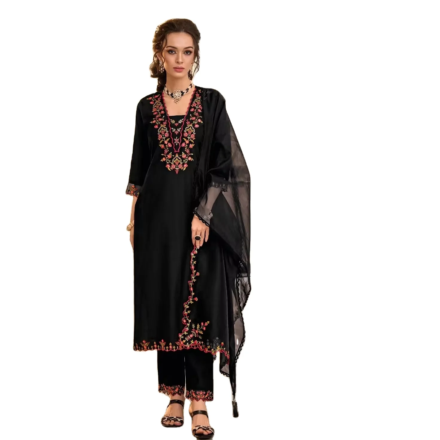 New Catalog Embroidery And Handwork On Milan Silk With Cotton Lining with Fancy Lace And Tussle dupatta for online sale