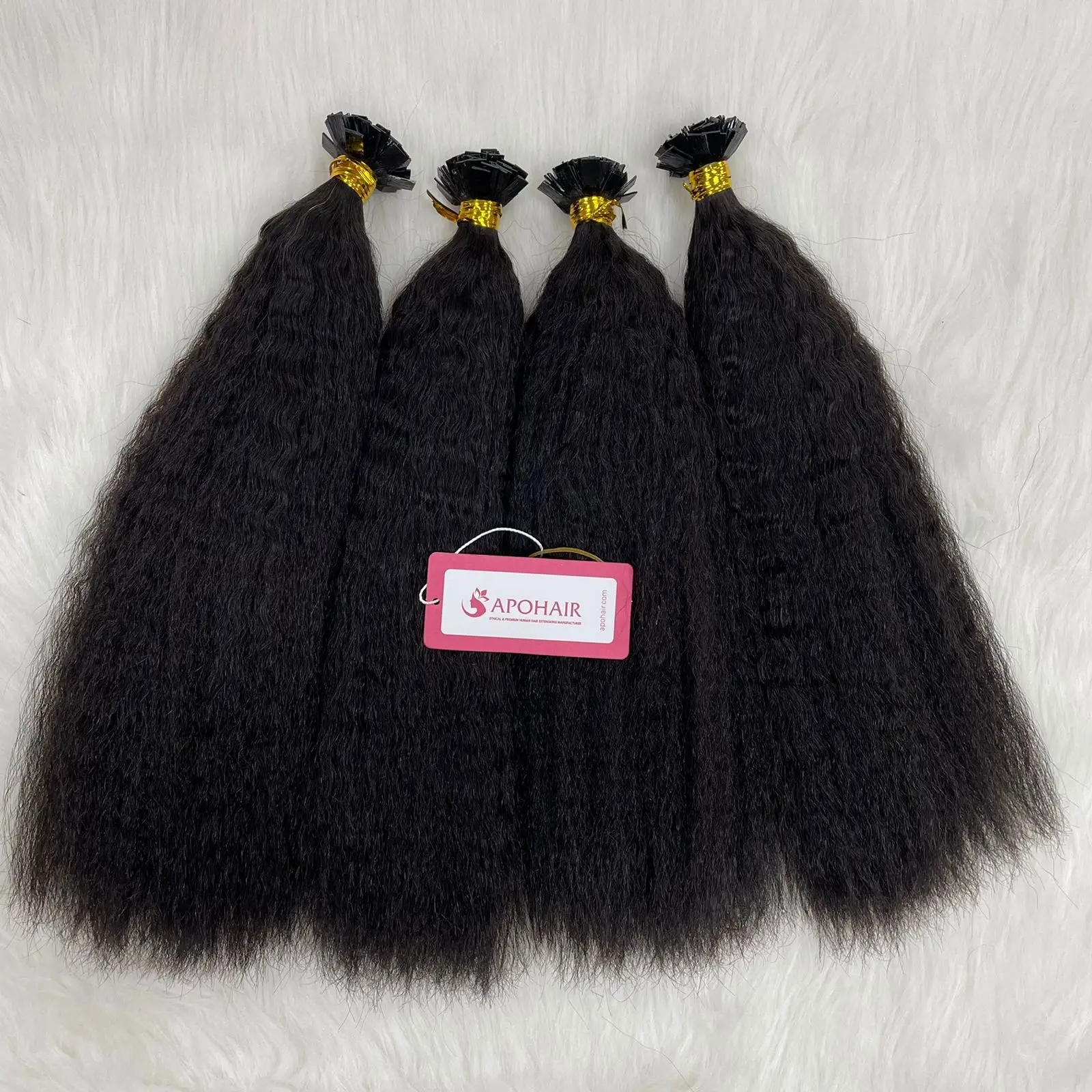 Factory Price Natural Black Color Flat Tip Human Hair Extensions Kinky Straight Flat Tip Hair Extension Human Hair
