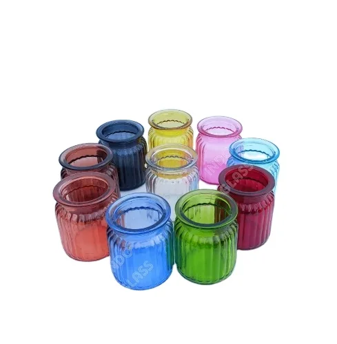 Custom Logo Ribbed Glass Candle Jar Professional Manufacturer Jars For Candle Making
