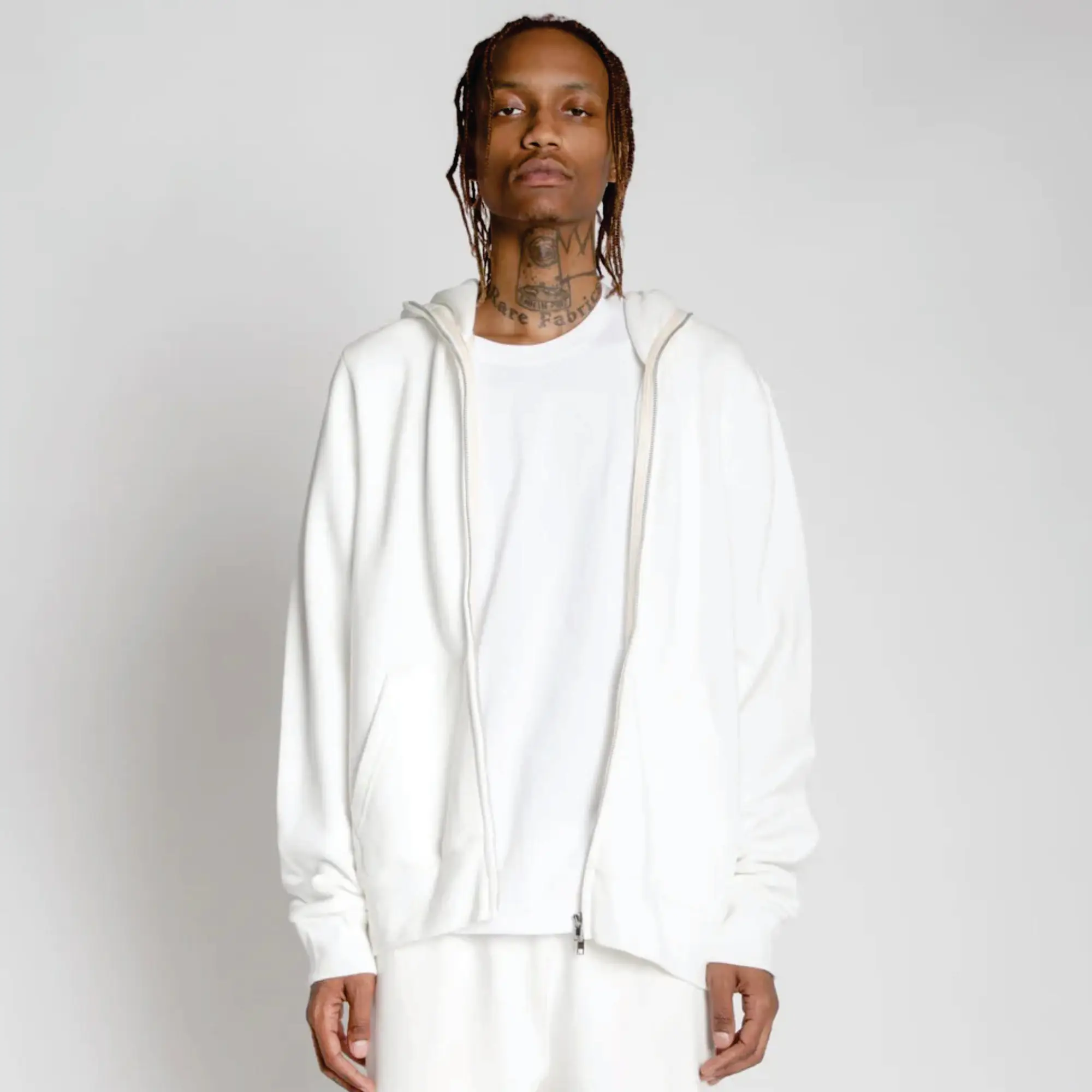Персонализированный логотип en gros plein visage ZipUp blanc strass hommes pull veste manteau Spot a capuche молния avec fermeture