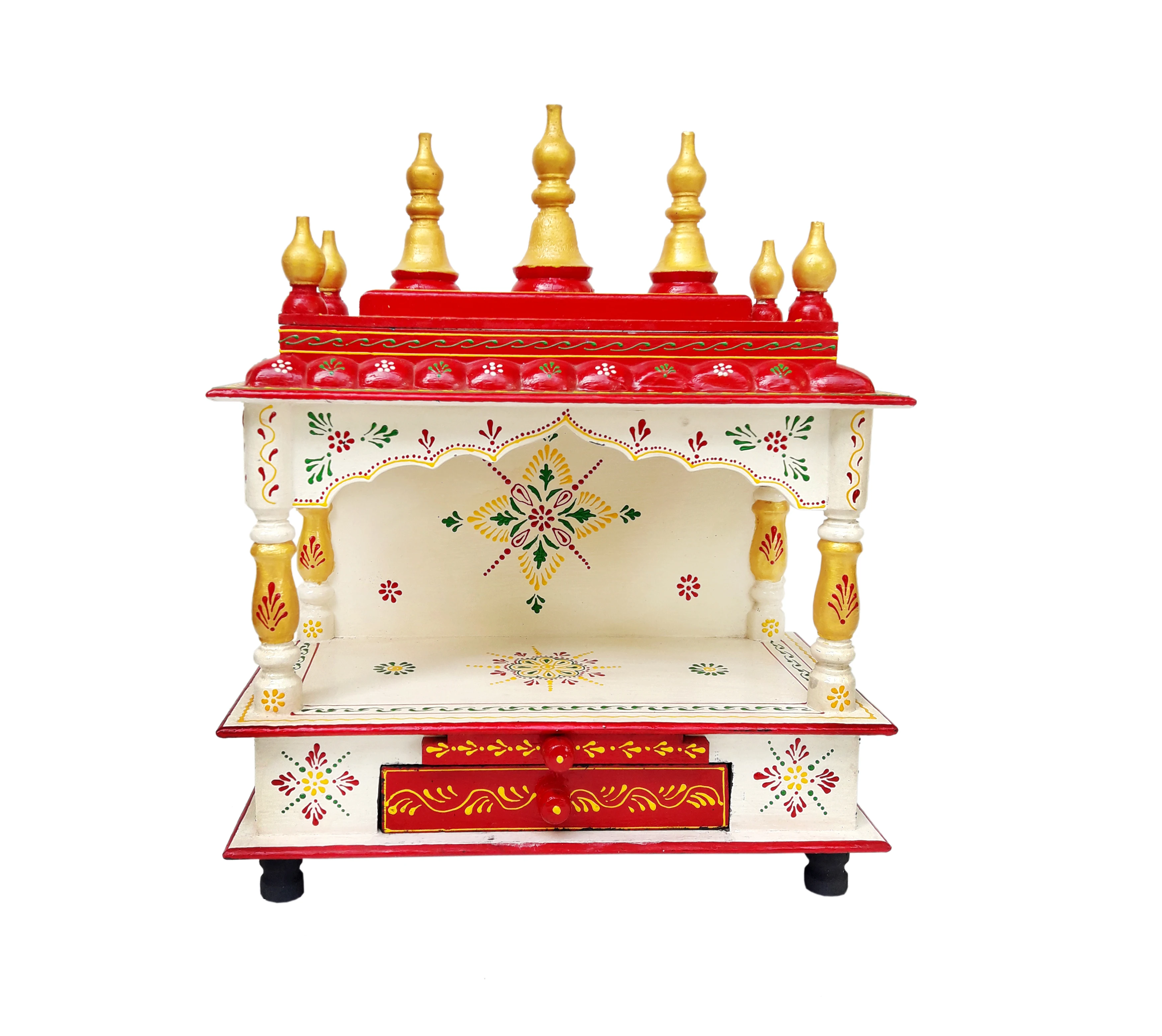 Indian Wooden Temple Jodhpuri Handcrafted Mandir Pooja Ghar Mandapam For Worship Indian Spiritual Holy Temple Home Decor Art