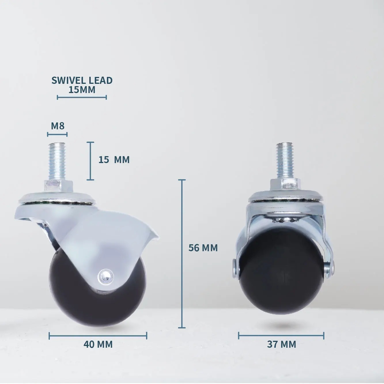 2 Inch Furniture Ball Casters M8 Threaded Screw Zinc Coating