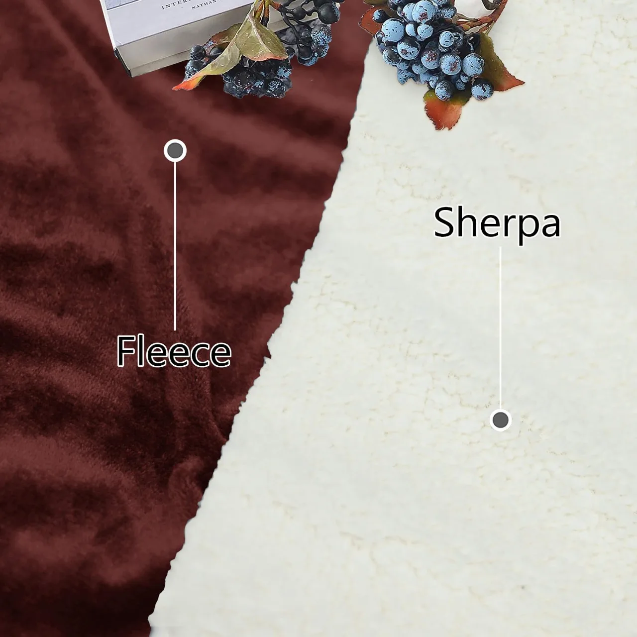 Ultra Soft Striped Fleece & Sherpa Blankets in Deep Red Luxury All-Season New Design Customizable Throws King Queen Double Sizes