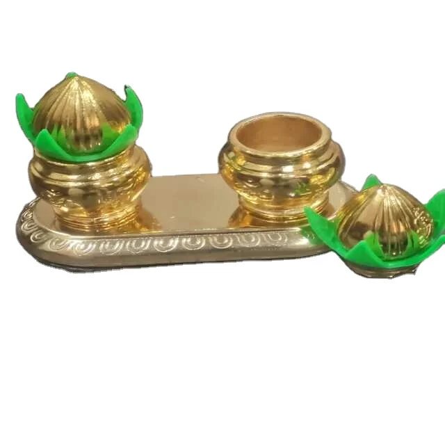 Haldi KumKum Holder with Kalash Figurine in mix metal Handmade Kumkum Box