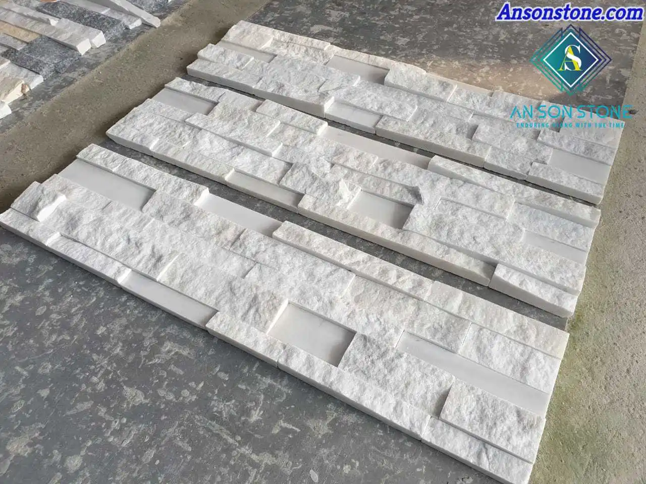 Pure White Marble Wall Panel 6 Lines For Interior And Exterior Design