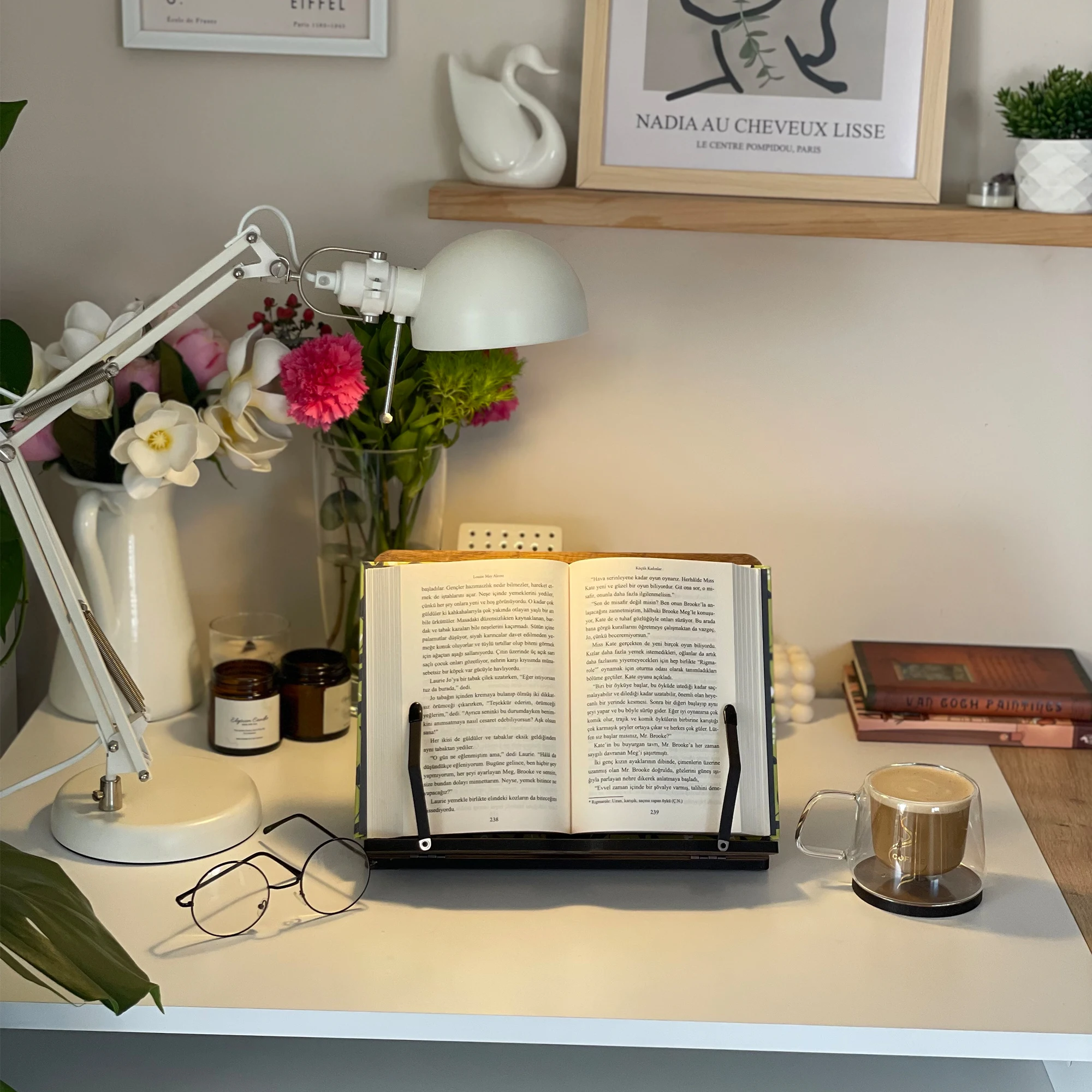 Sample Wooden Book & Cookbook Stand 5 Color Small Large Foldable Portable Recipe and Tablet Holder