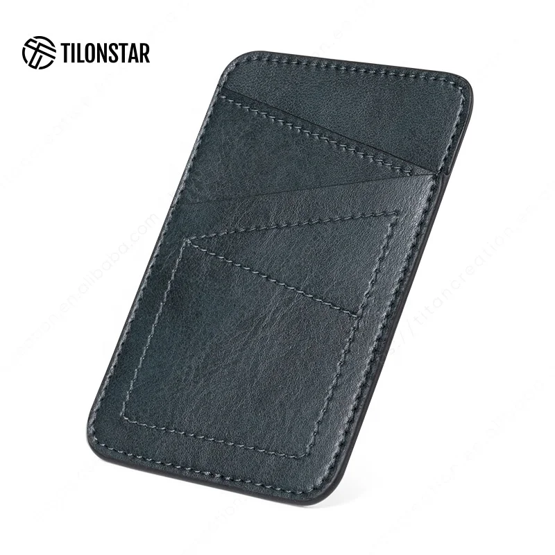 High Quality Cell Phone Credit Card Holder Wallet 3M Sticky Leather Phone Back Card Holder