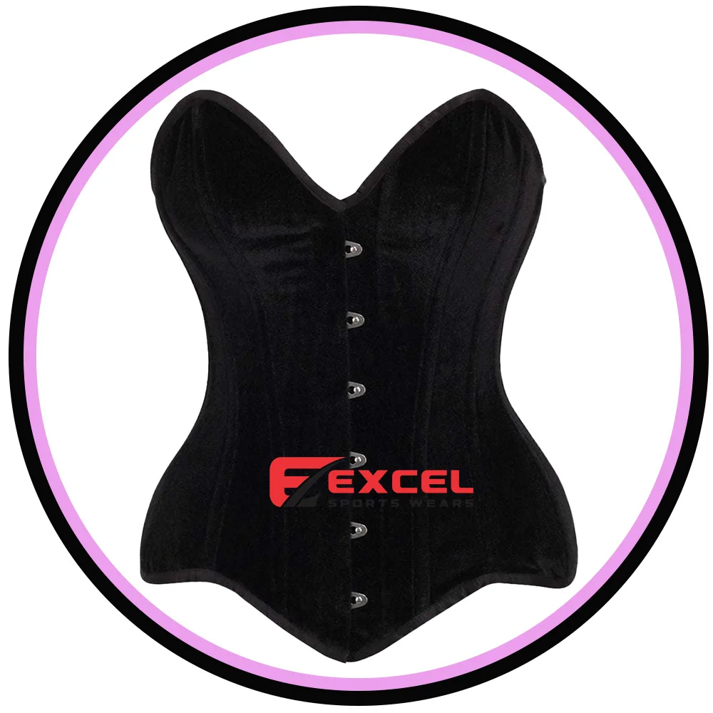 Pakistan Genuine Velvet Corset Beautiful Over bust Dark Black Velvet  Genuine Steel Boned  Customized High Quality 2024 Corset