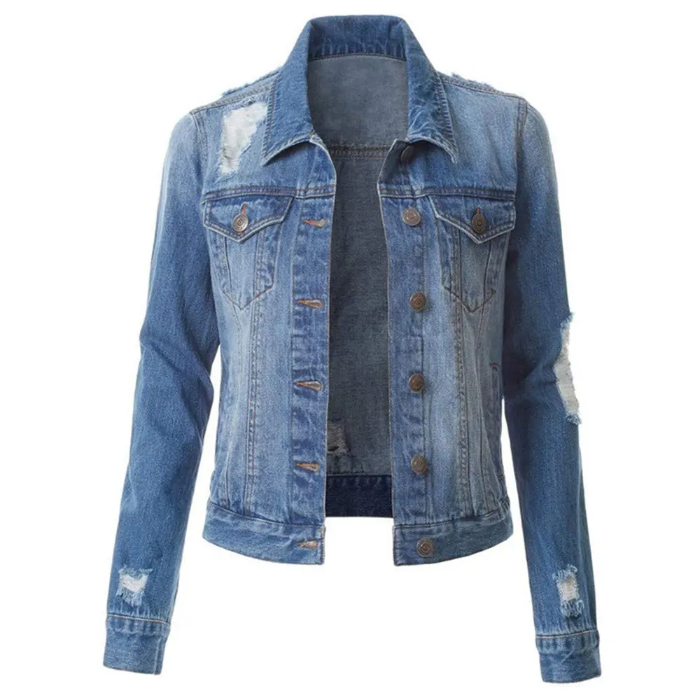 2022 Custom Logo Women Girls Jeans Jacket Plus Size Slim Fit Lady Casual Denim Jacket for sale made in Pakistan