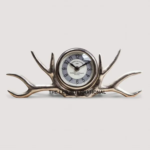 Table Clock Stainless Steel and Wood Material Hand Crafted Super Silent Non Ticking Analog for Bedroom 8x4x15 Inch