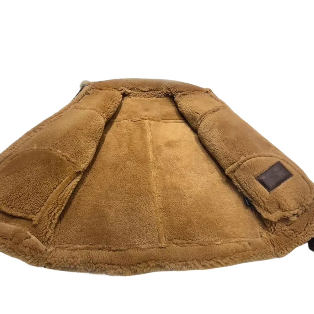 xelent B3 Raf Aviator Brown Bomber Real Shearling Sheepskin Leather Flight Jacket Men