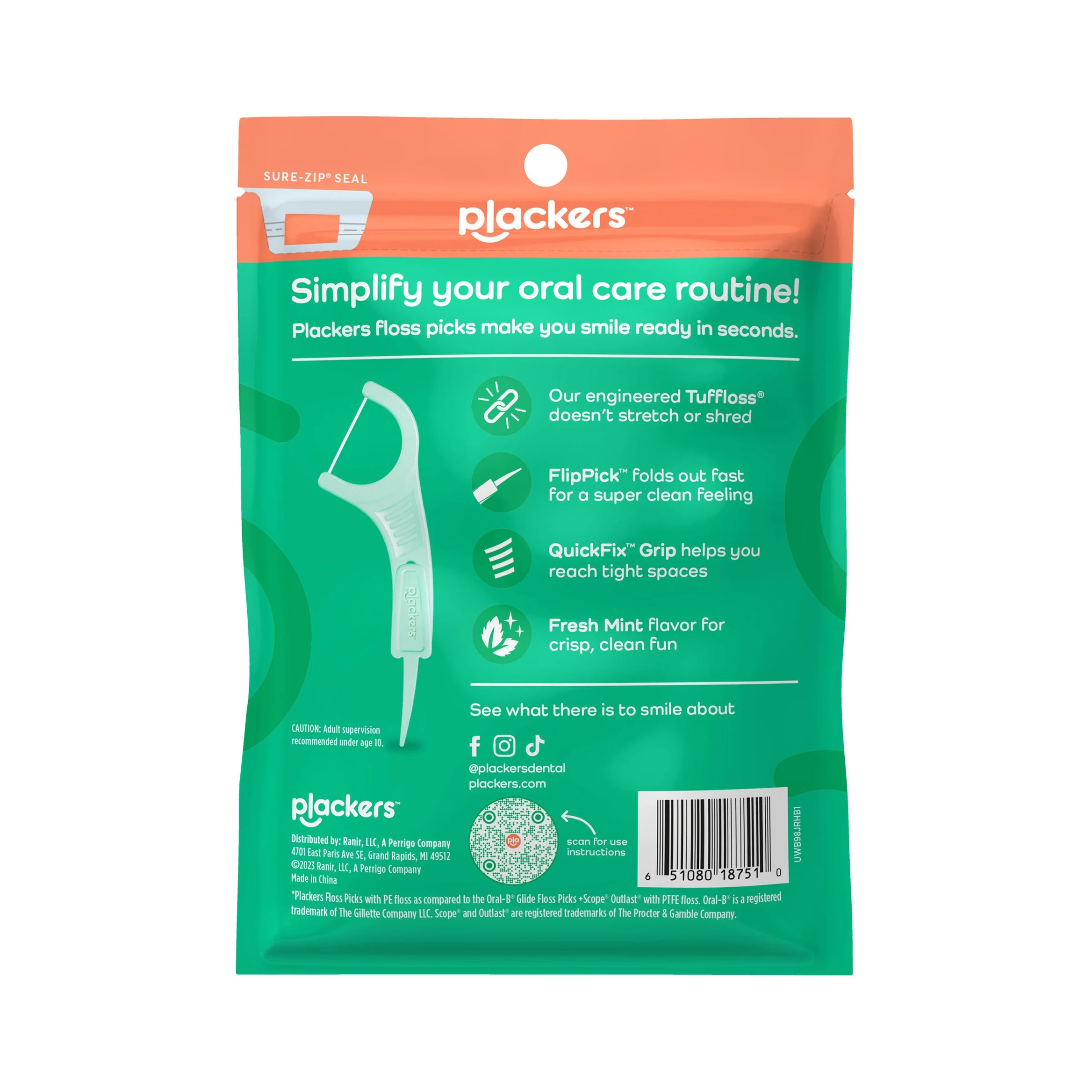 Hot Sale 200 Count Plackers Micro Line Dental Floss Picks