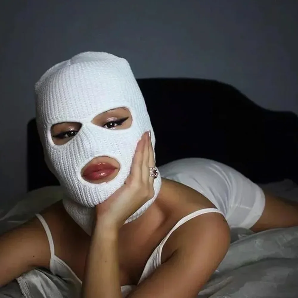 Warm Knit 3 Hole Full Face Ski Mask Winter Balaclava with Comfortable Knitted Cover