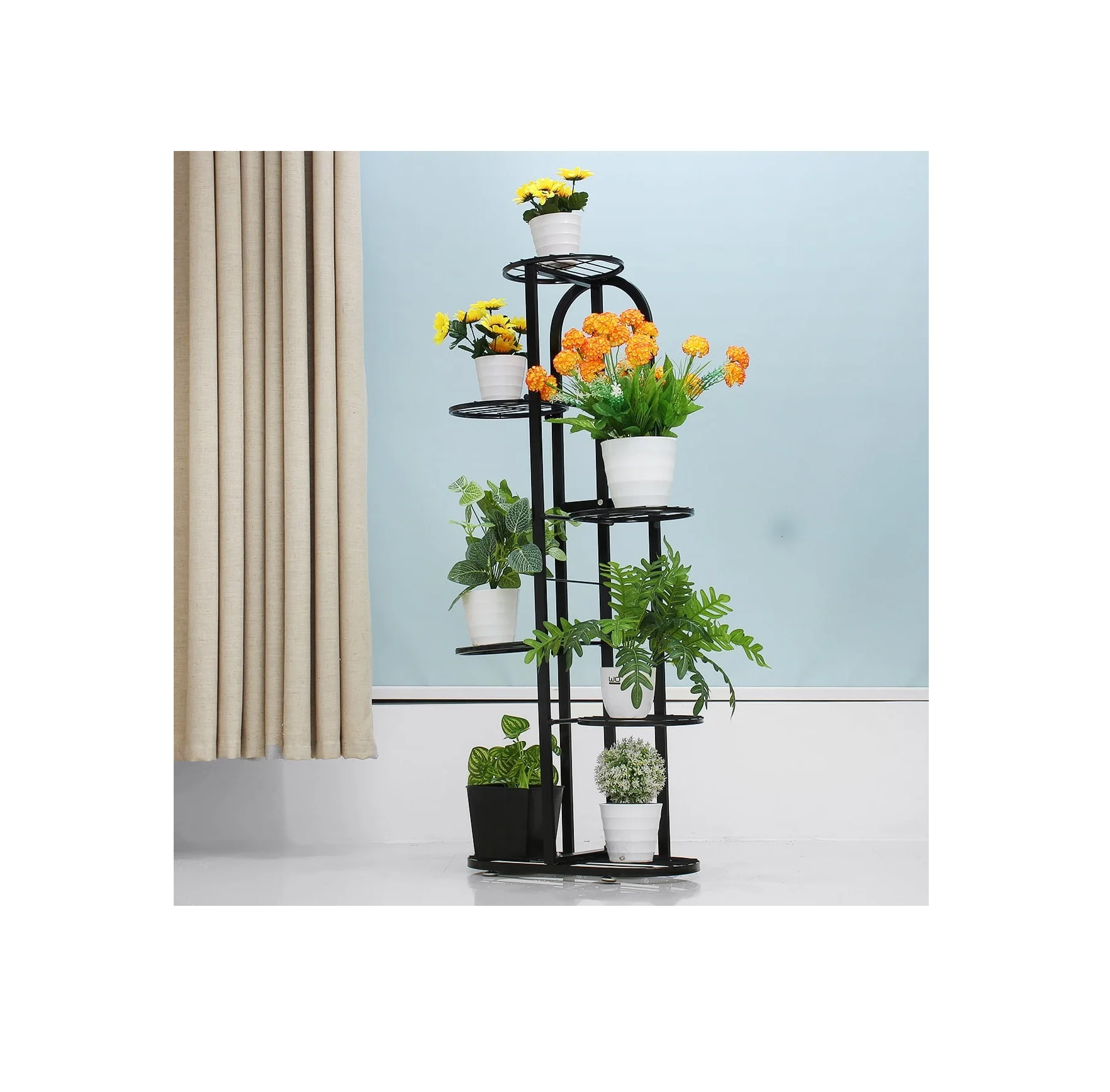 Metal Floor Mount Plant Stand 6 Tiered Shelf 7 Potted Flower Pot Holder Organizer For Garden Balcony Customized Design Available