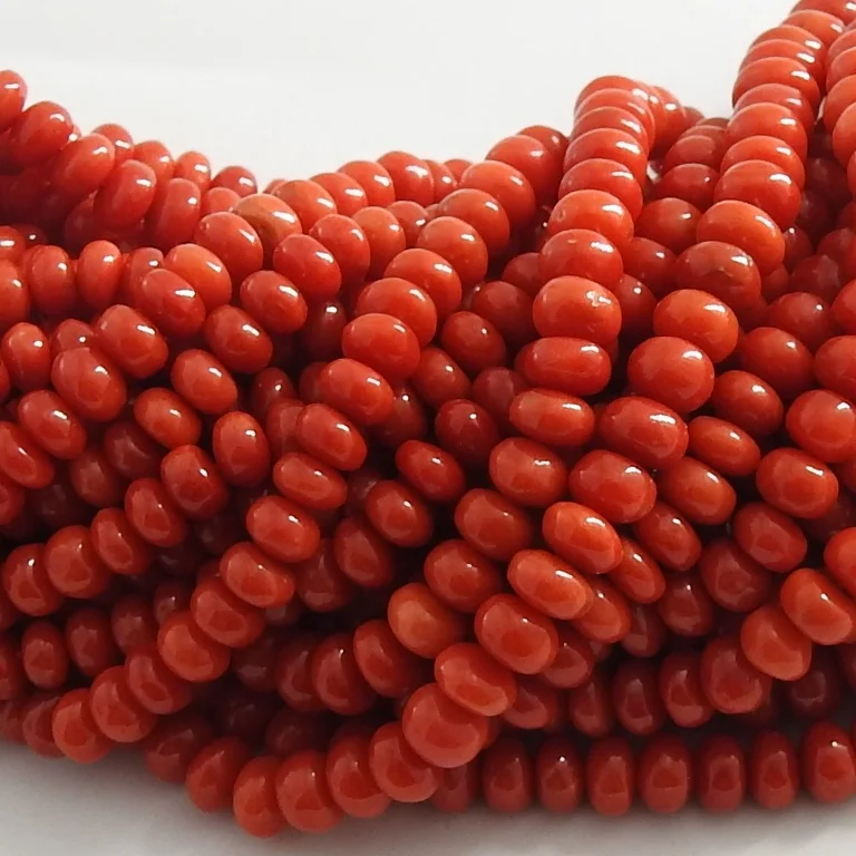 Italian Red Coral Smooth Roundel Bead Handmade Loose Stone For Making Jewelry Bracelet Necklace Wholesaler Supplies