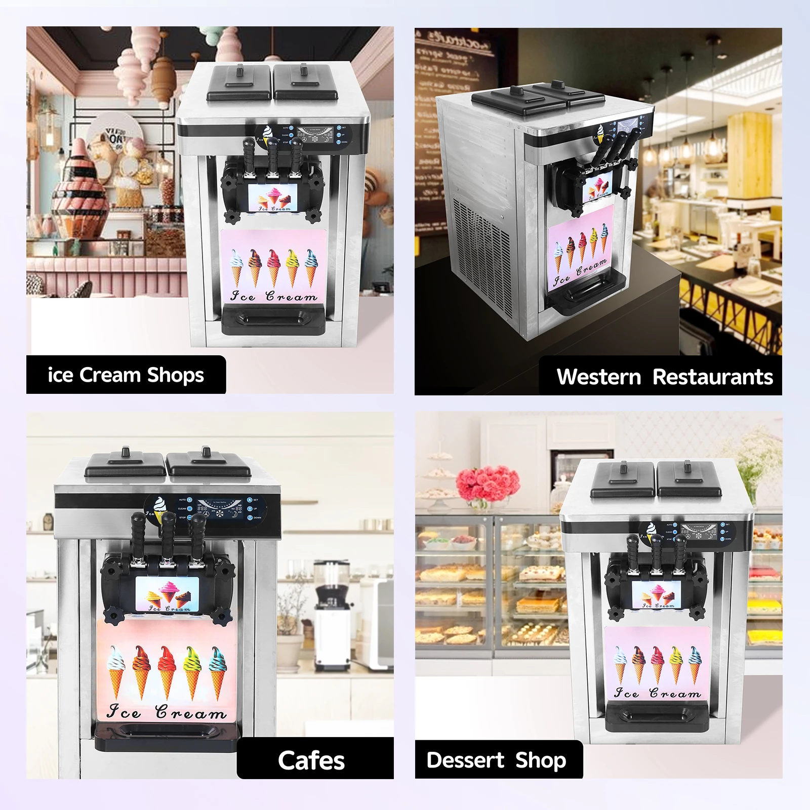 20L Tabletop Portable  Commercial Ice Cream Machine With Three Flavors For Commercial Usage