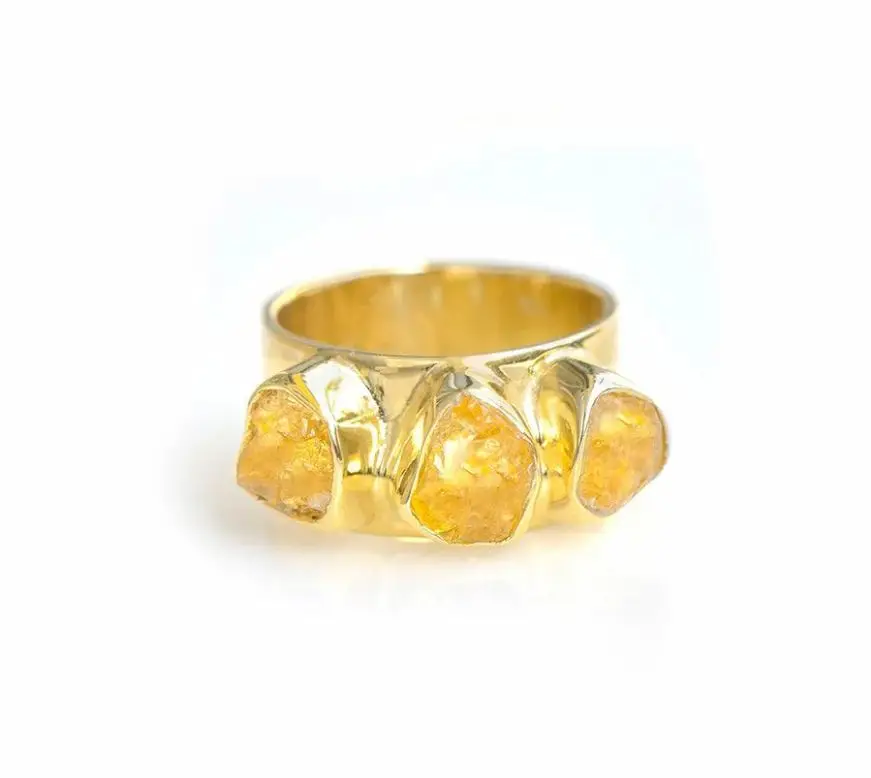 Natural Citrine Handmade 925 Sterling Silver Gemstone Ring Wholesale Jewelry Engagement Ring Exporter Supplier