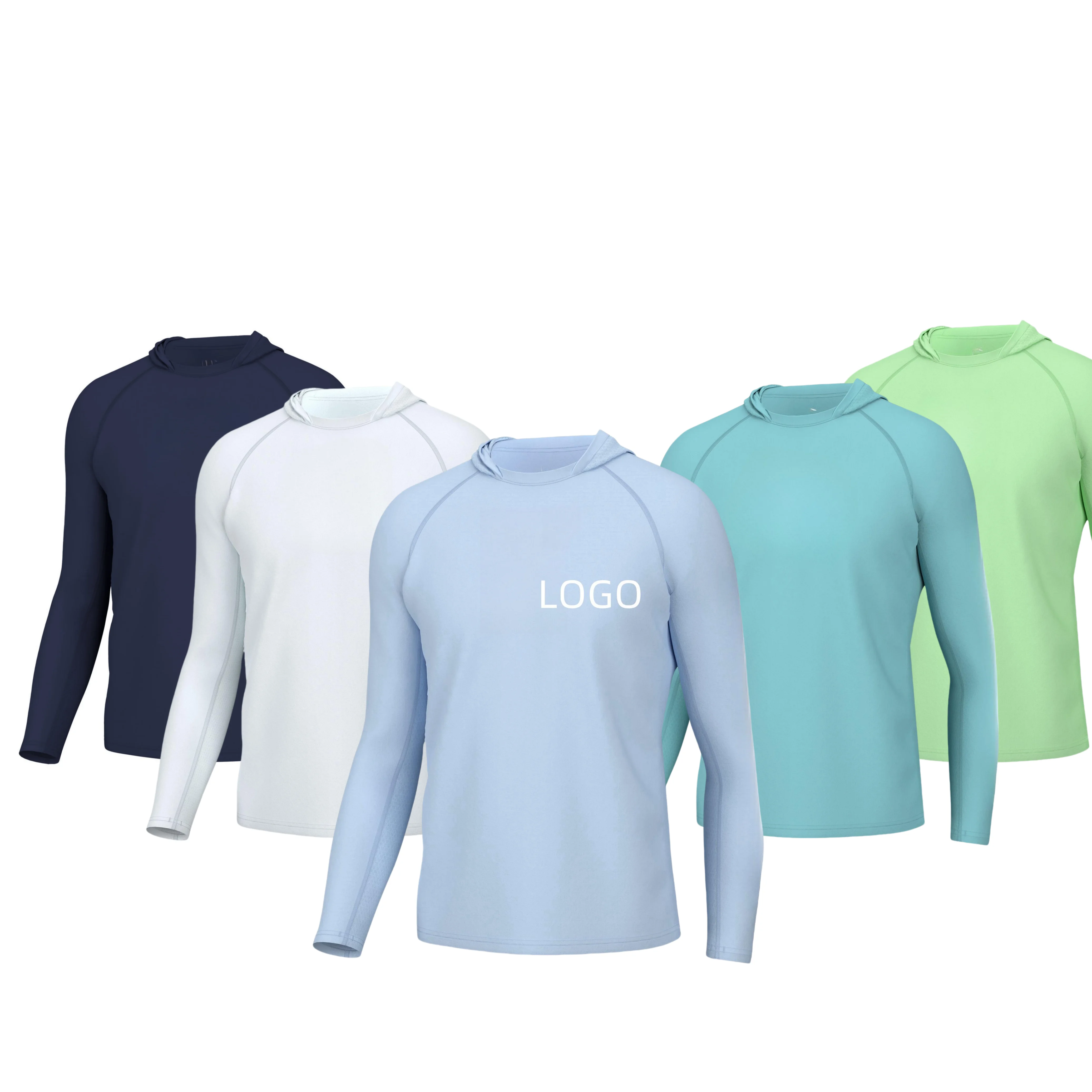 Hot Selling Outdoor Solid Color Printed Logo Shirt Anti-Uv Quick Dry Long Sleeve Hooded Wicking Mesh Men Fishing Wear