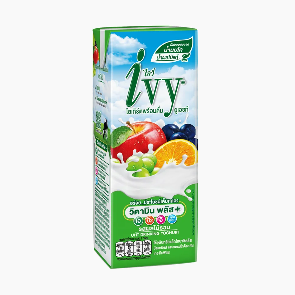 Ivy UHT Yoghurt Mixed Fruit 180 milliliter Vitamin Plus Drinking Daily Product With Delicious Taste From Thailand