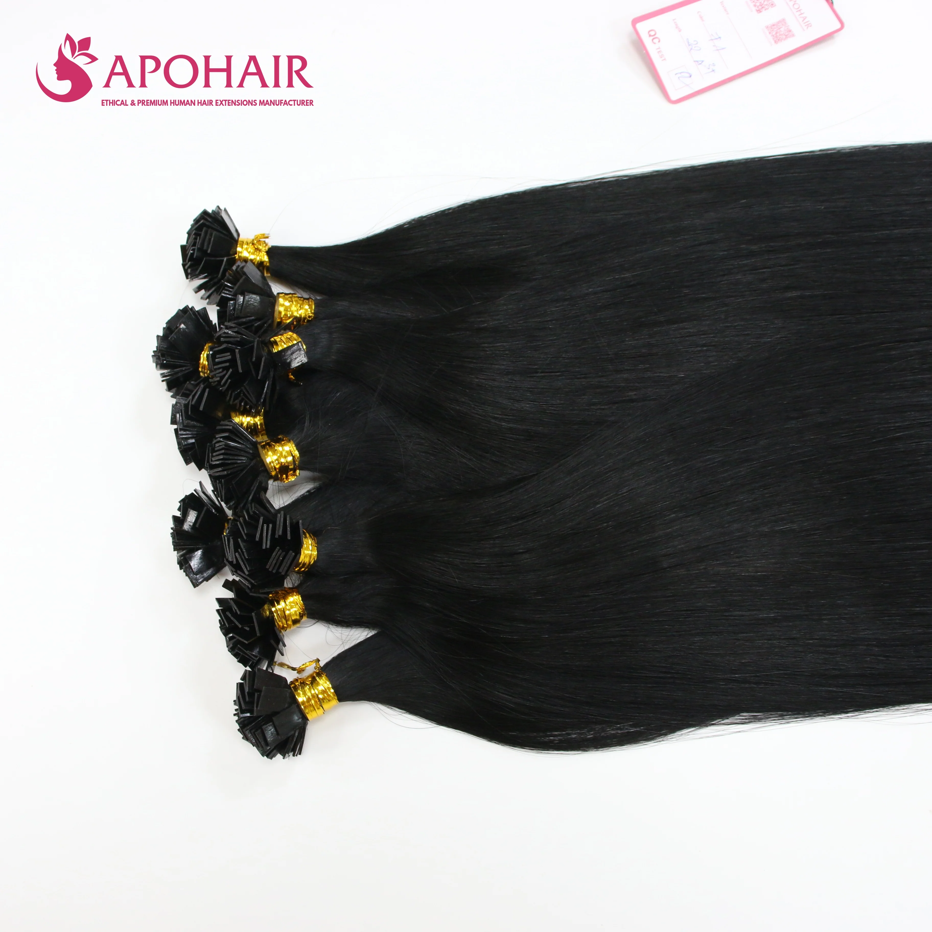 Wholesale Top Quality Natural Black Color Flat Tip Human Hair Extensions Straight Flat Tip Hair Extension Human Hair