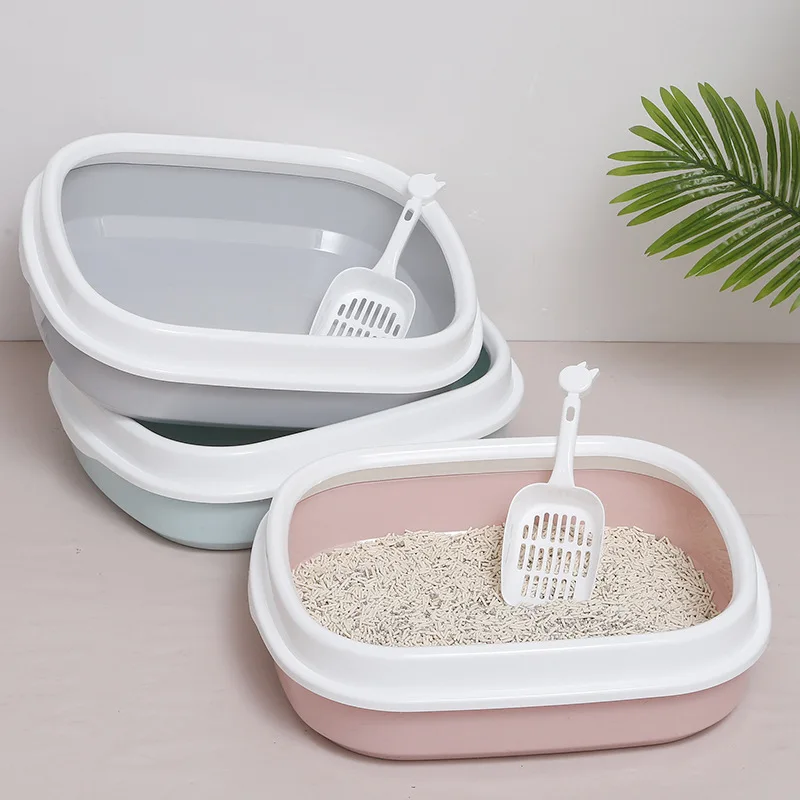 wholesale cats litter box Pet Products Cleaning Plastic Cat Toilet Box Trays Simple Cat Litter Box