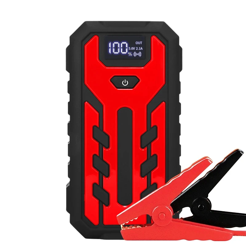 1200A Peak 12V Car Battery Booster Jump Starter Portable Powerbank Built In Cable Support Wireless Charing LCD Display