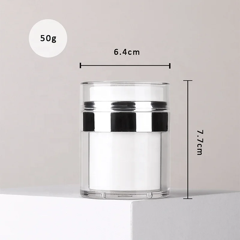 High-end Luxury Silver 50g Cosmetic Packaging Container Airless pump Jar for Cream Foundation