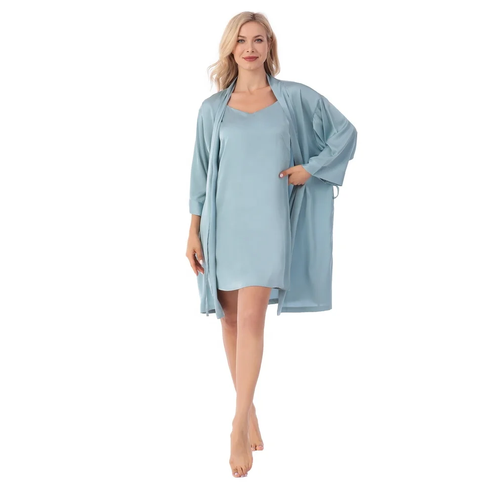 Wholesale Sleepwear Three Quarter Sleeve Chiffon Kimono Robe Night wear for Women