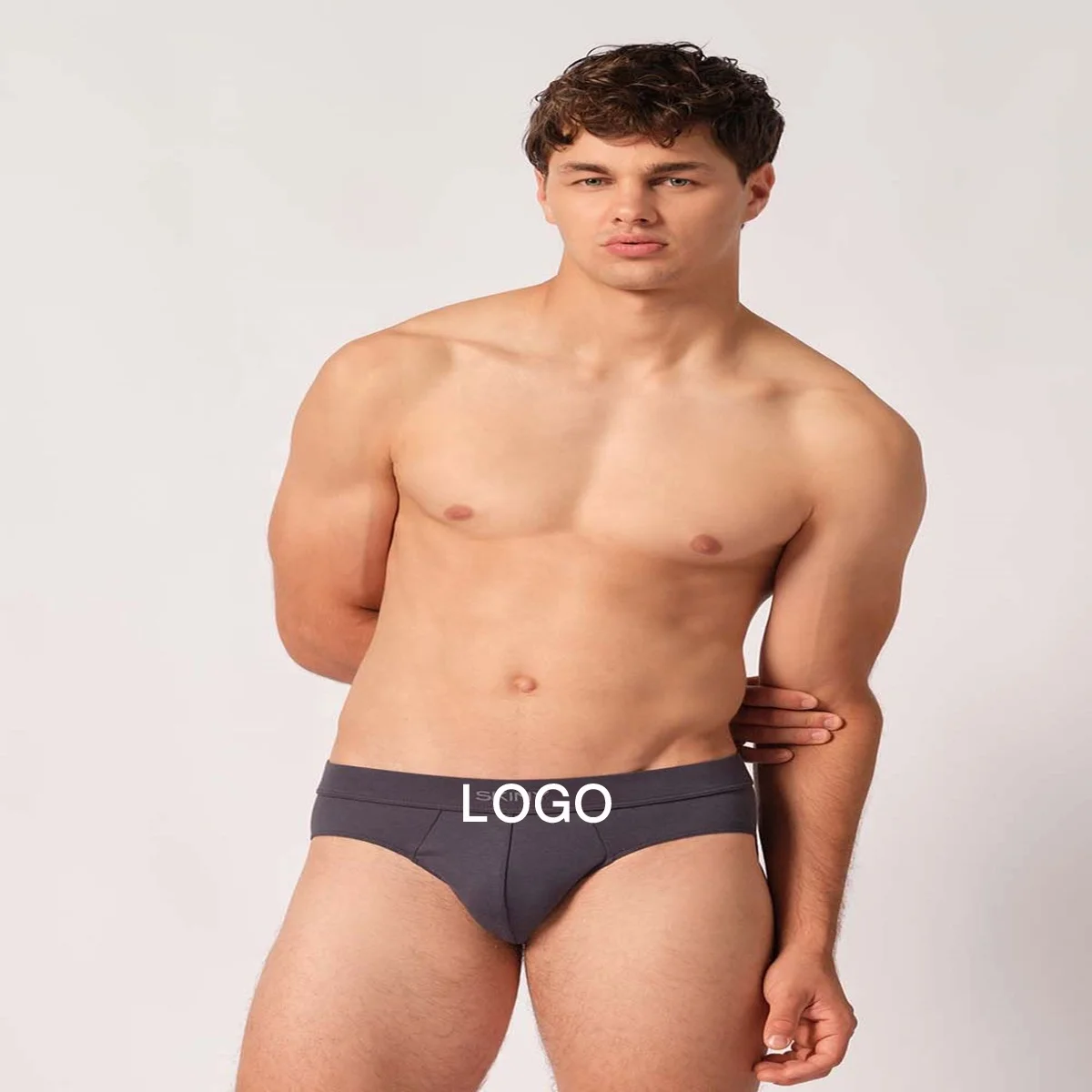 Cheap Men Custom LOGO Shorts Briefs Underwear 100% Cotton clothes and solid color Waist Underpants For Man From Bangladesh