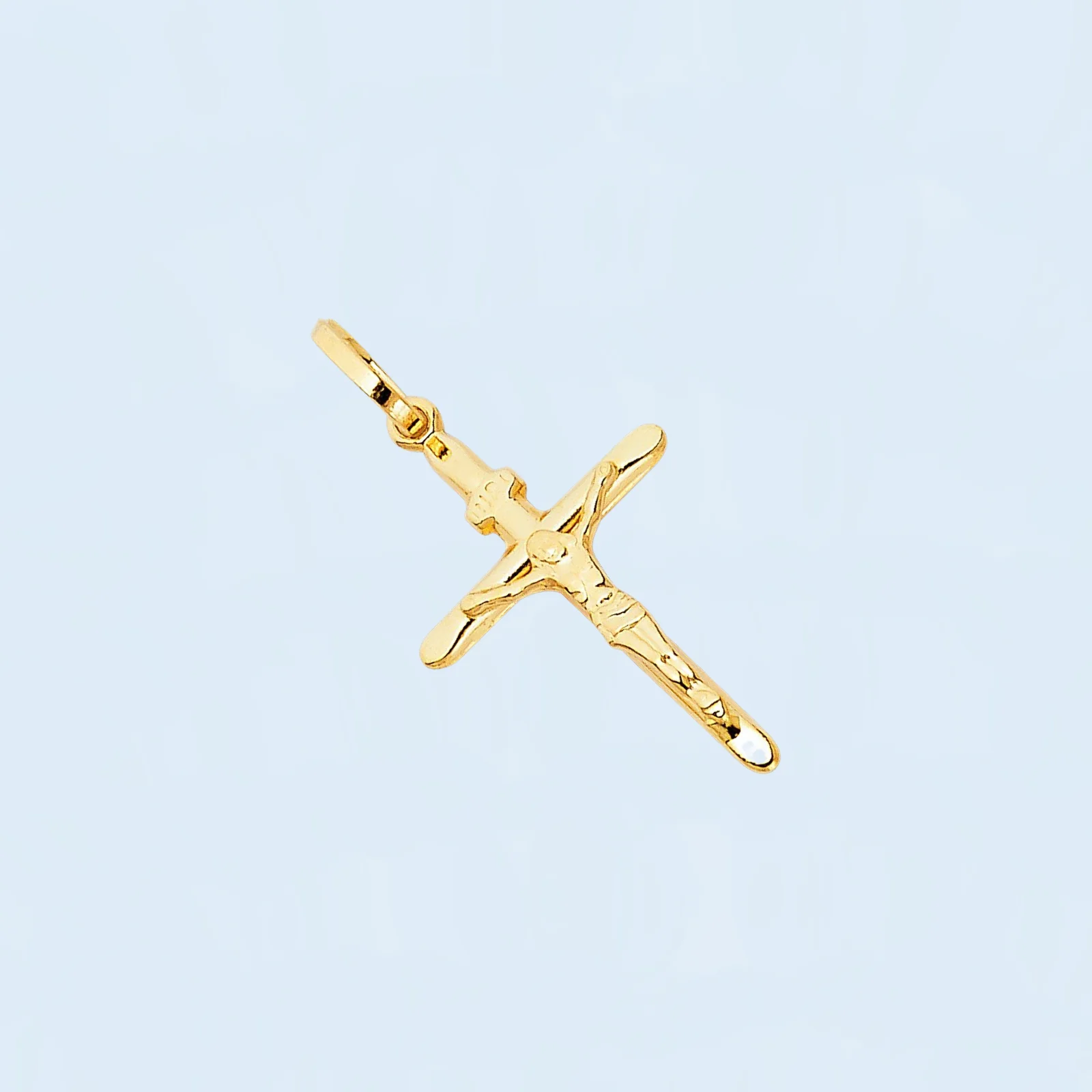 14K Yellow Gold Plated Crucifix Christian Iconic Cross Pendant for Men and Women Elegant Religious Accessory