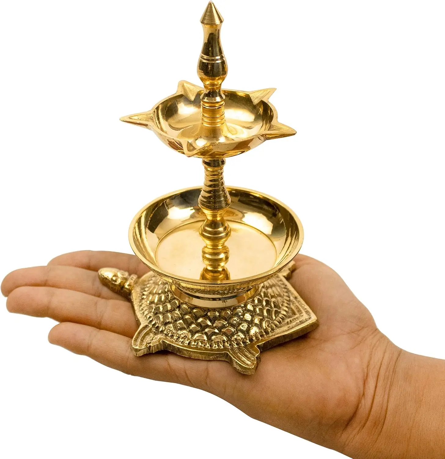 Латунная масляная гхи Aarti Jyot Diya Lamp Arti для тяжелой пуджи с ручкой