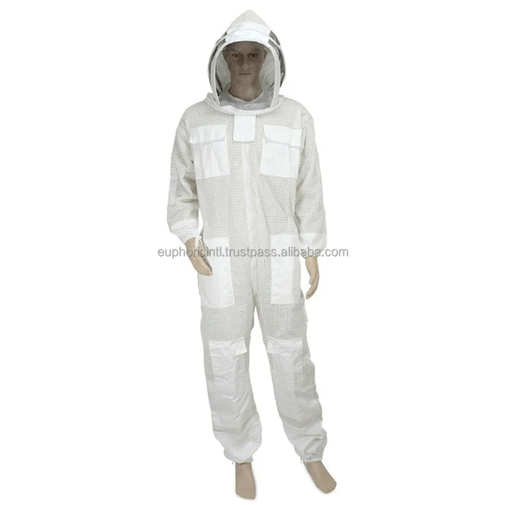 Breathable Ultra Breeze Ventilated 3-layer Vented Professional Bee Suit with Veil Safety Veil Hat Dress