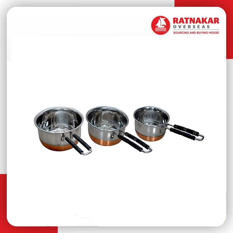 2024 Best Selling Products Mini Sauce Pan Modern Flat Base Stainless Steel Copper Bottom Mini Sauce Pan Cookware With Handle