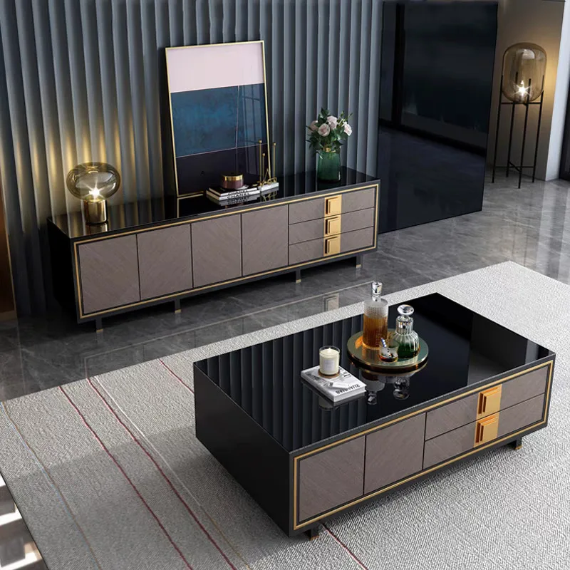 new model factory wholesale low MOQ melamine living room furniture Office Side Tea Table Cabinet TV Stands Center Coffee Table