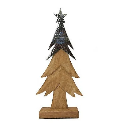 Latest Design Handmade Wood Decorative Christmas Tree Manufacturer Custom Polished Wooden Table Top Christmas Tree Wholesale