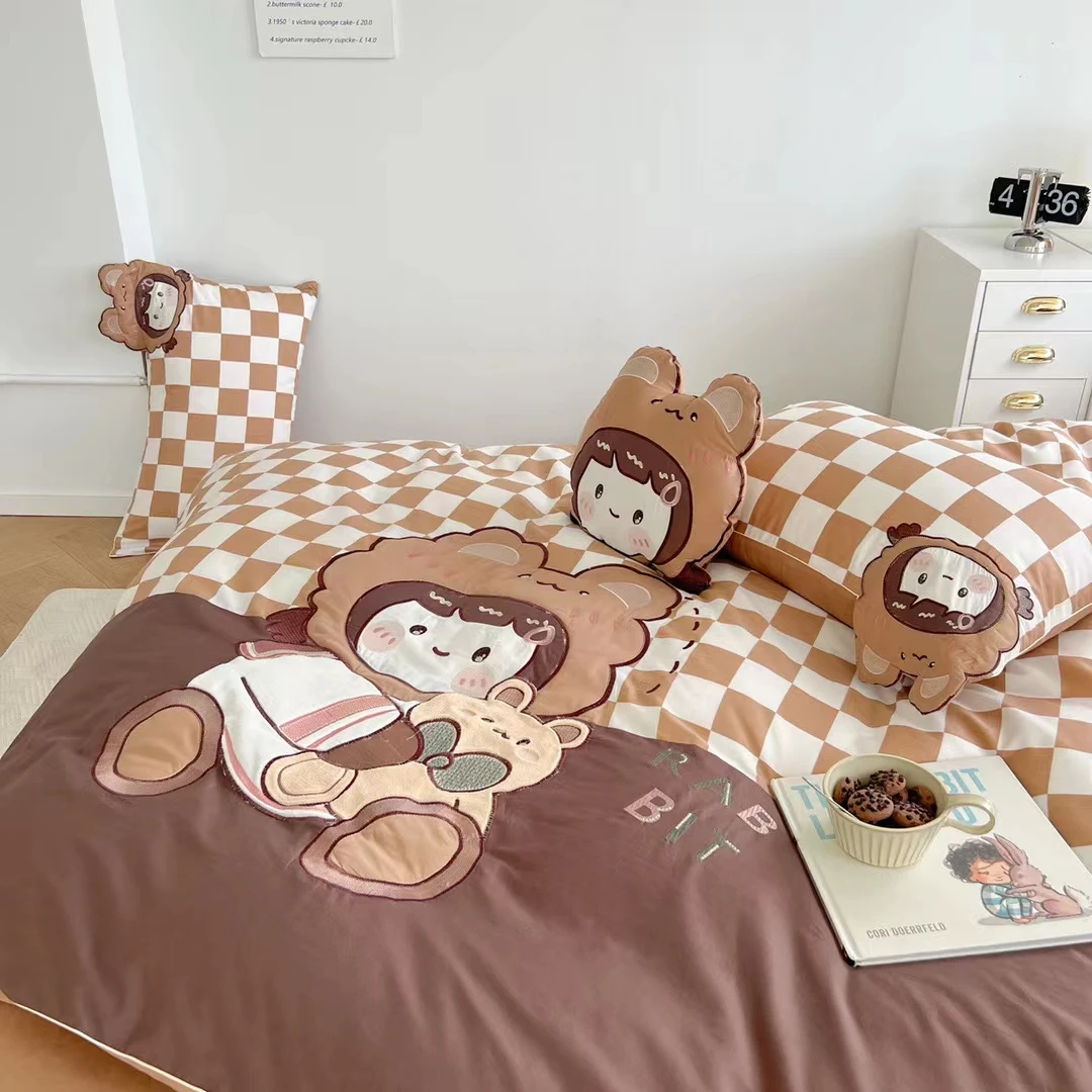 Wholesale 100% Cotton Cartoon Baby Comforter Soft Bed Sheets Love Bedding Set For Kids