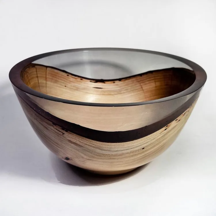 Wood and Resin Bowl - Twice Turned | Customized Size Available | Handcrafted in India | Buy Online at Best Price