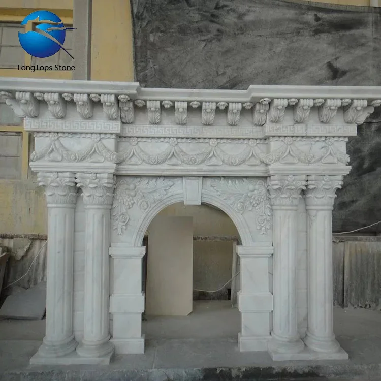 Popular Two Layer Black and White Marble Fireplace Surrounds Natural Stone Marble Fireplace Mantel