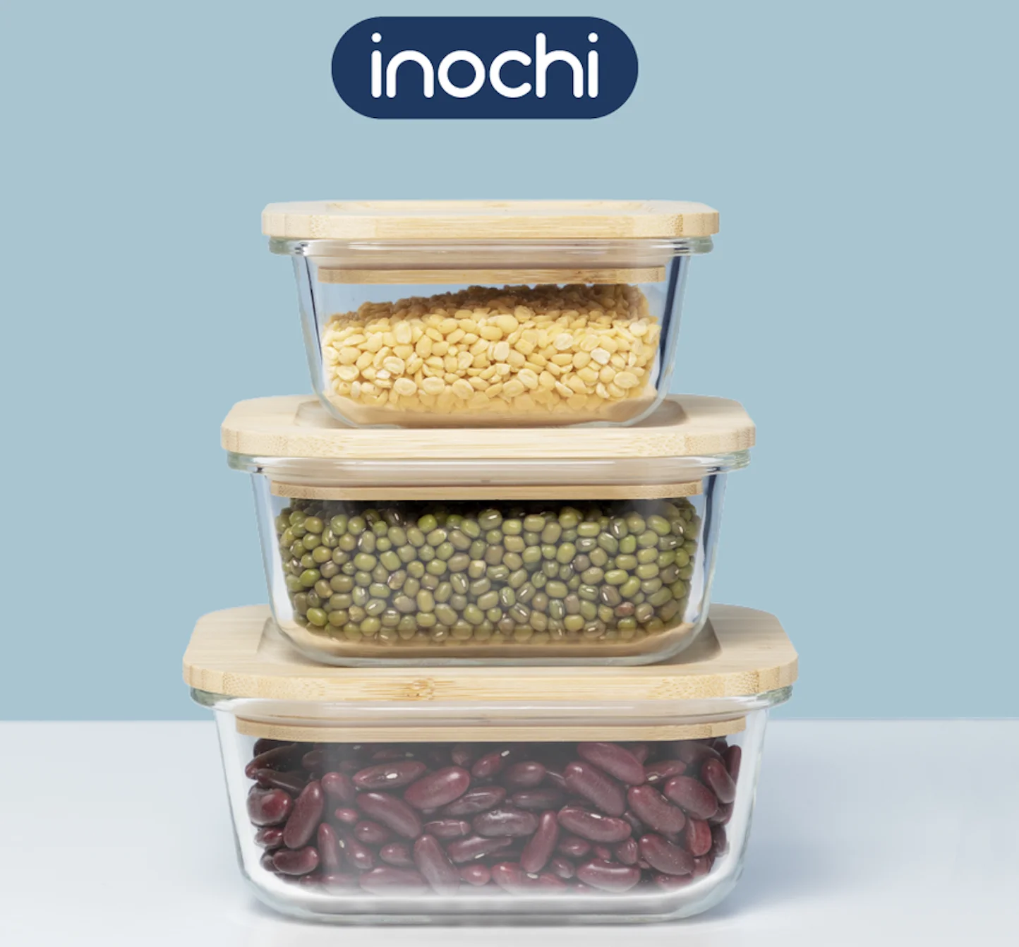 Nikko Modern Design 320ml Square Glass Food Storage with Bamboo Lid Multifunctional Injection Technics Hot Item