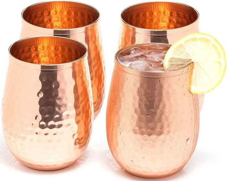Healthy Drink Copper Water Glass Wholesale Price Pure Copper Handmade Eco Friendly Customized Logo Packing