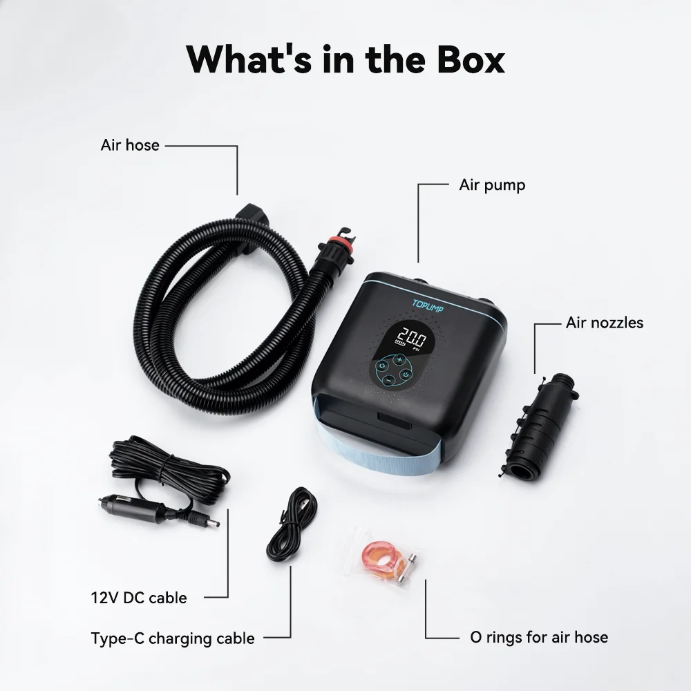 4000mAh Battery Power Supply Paddle Board 20PSI Electric Air Pump Mini Rechargeable Sup Pump