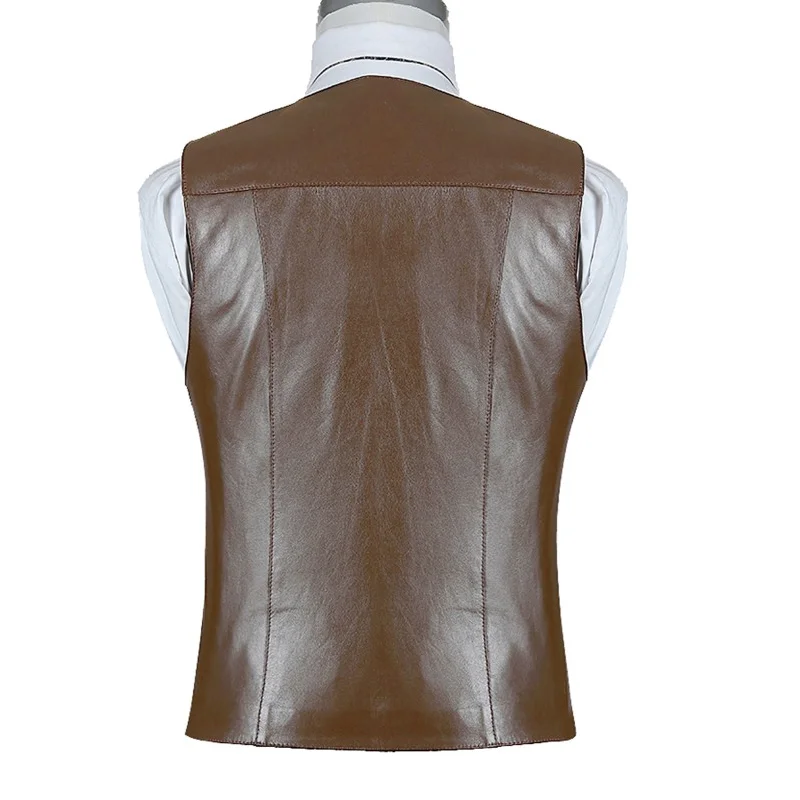 Genuine Leather Vest for Men High Quality Casual Style Vest Fashion Winter Adult Plus Size Vest with Customized logo Colors
