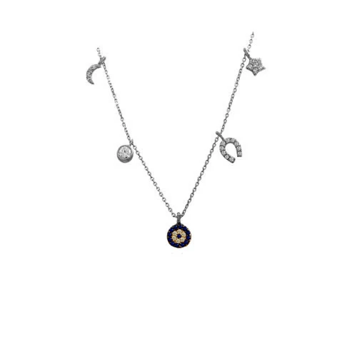 14K чистого золота изысканные удачи Турецкий Дурной глаз ожерелье с подвеской в виде звезды и луна форме подковы цепочка опт из Турции