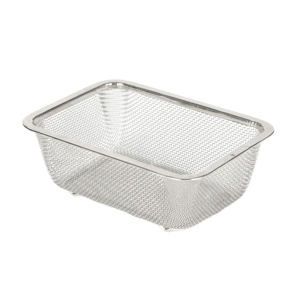 Kitchen Stainless Steel Accessories Fine Mesh Strainer Basket Rectangle Square Colander For Filtering Straining Draining Rinsing