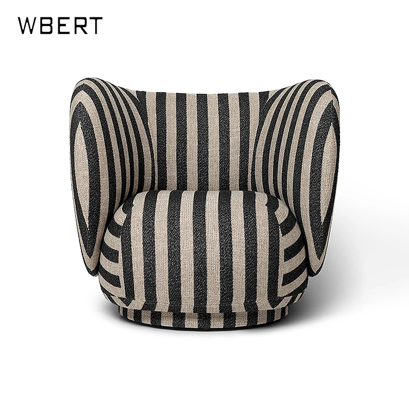 WBERT Vintage style cloth single zebra armrest back multi-person sofa simple living room model room homestay lounge chair